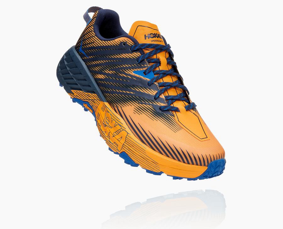 Trail Shoes Mens - Hoka One One Speedgoat 4 - Orange/Black - HUYJRAG-30